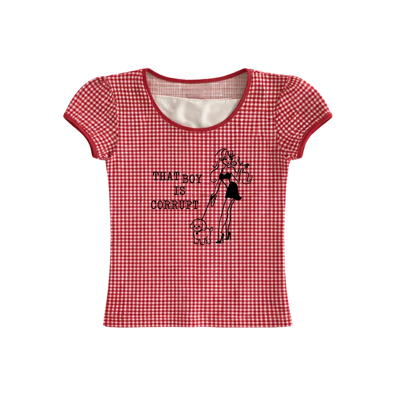 Sabrina Carpenter - That Boy Is Corrupt Gingham Baby Tee